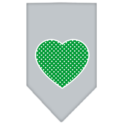 Green Swiss Dot Heart Screen Print Bandana Grey Small